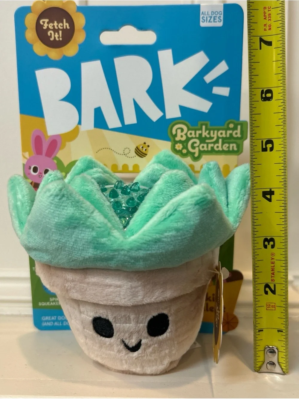 BARK Plush Succulent Dog Toy in Mint Green and Cream